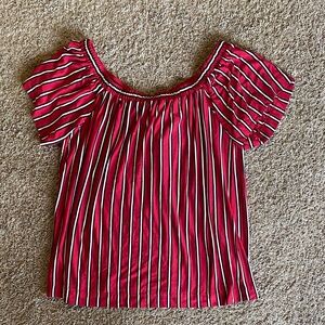 Accepting offers- LOFT Red and White Striped Blouse